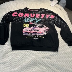 Hybrid Apparel Corvette Racing Black Pullover with Pink Graphic Sz XS. 0774